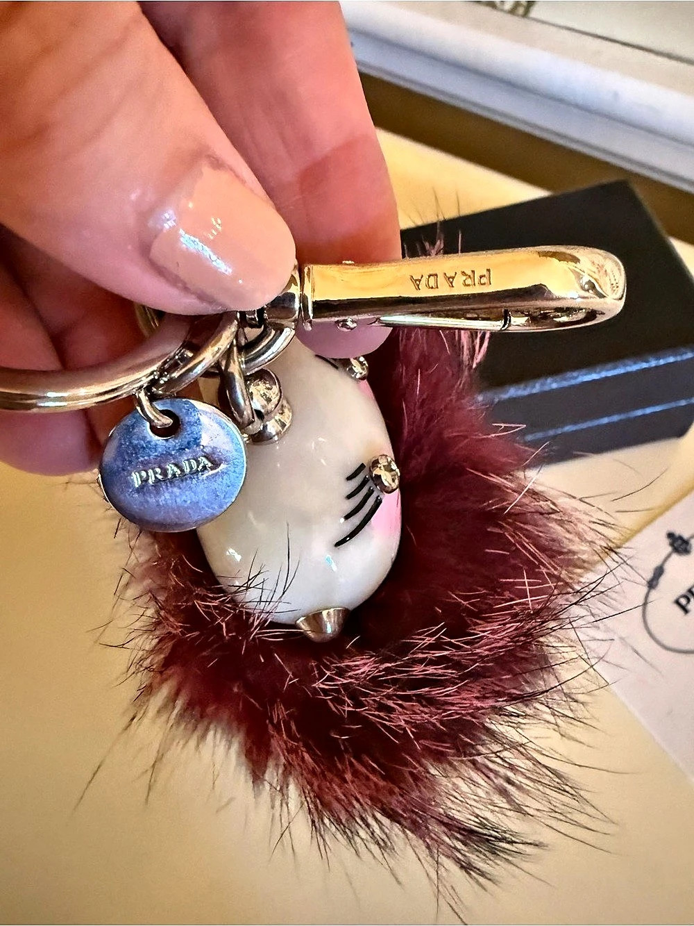 Prada Collectible Fur Robot Doll Bag Charm – Burgundy - Picture 2 of 4